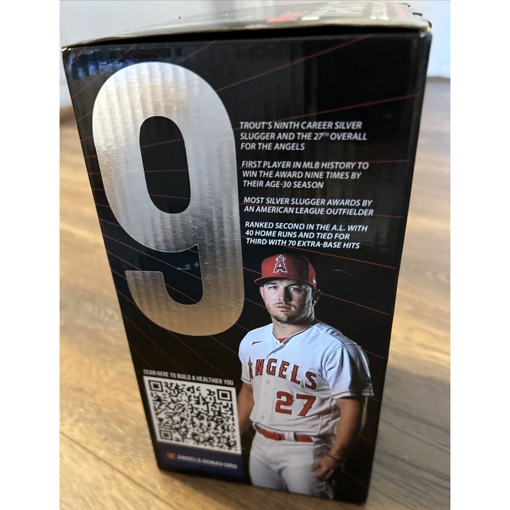 Mike Trout Silver Slugger 2022 Angels Bobblehead Baseball Very Good Has Box - Picture 12 of 14